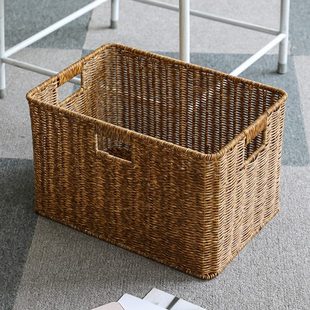 欧式 零食收纳箱家用藤编篮整理筐衣服编织收纳筐橱柜仿 茶几