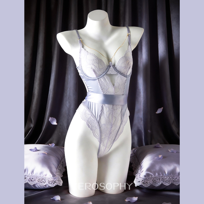 Zerosophy「贪恋」缎带蕾丝连体衣套装姐姐紫情调透视镂空性感女