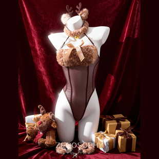 Zerosophy「湿鹿鹿」新年毛绒麋鹿网纱连体衣诱情调透免脱战袍女