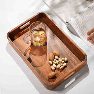 北欧桃花心木实木托盘家用长方形创意餐具盘子餐盘木质果盘瓜果盒