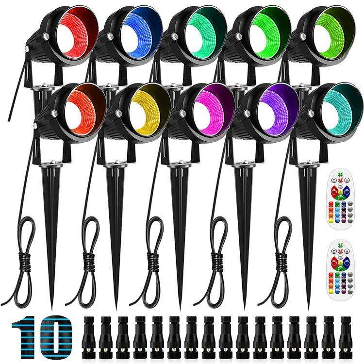 5W变色LED插地灯户外防水花园景观灯低压12V七彩遥控RGB草坪灯