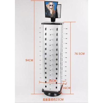 。眼镜架子展示架旋转多用落地圆形墨镜架店铺落地式配件摆放架。