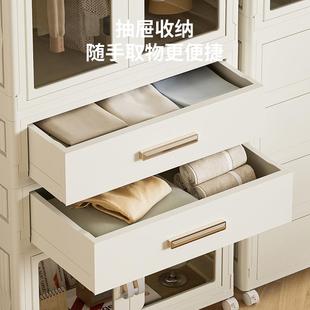透明折叠衣柜带抽屉卧室衣服收纳柜儿童婴儿衣服收纳箱塑料储E18
