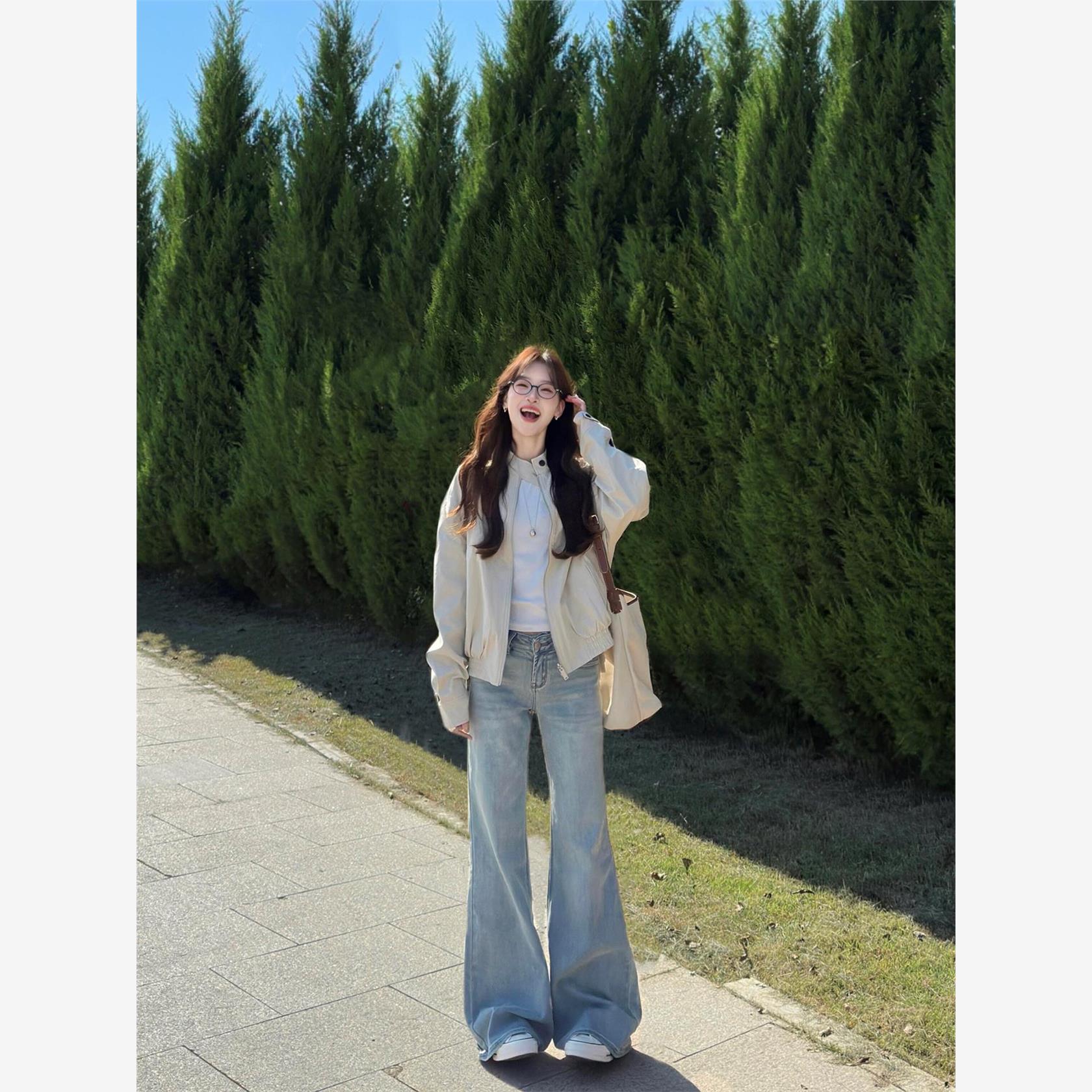 早秋短款夹克外套女2025新款休闲百搭显瘦宽松韩系慵懒chic上衣潮