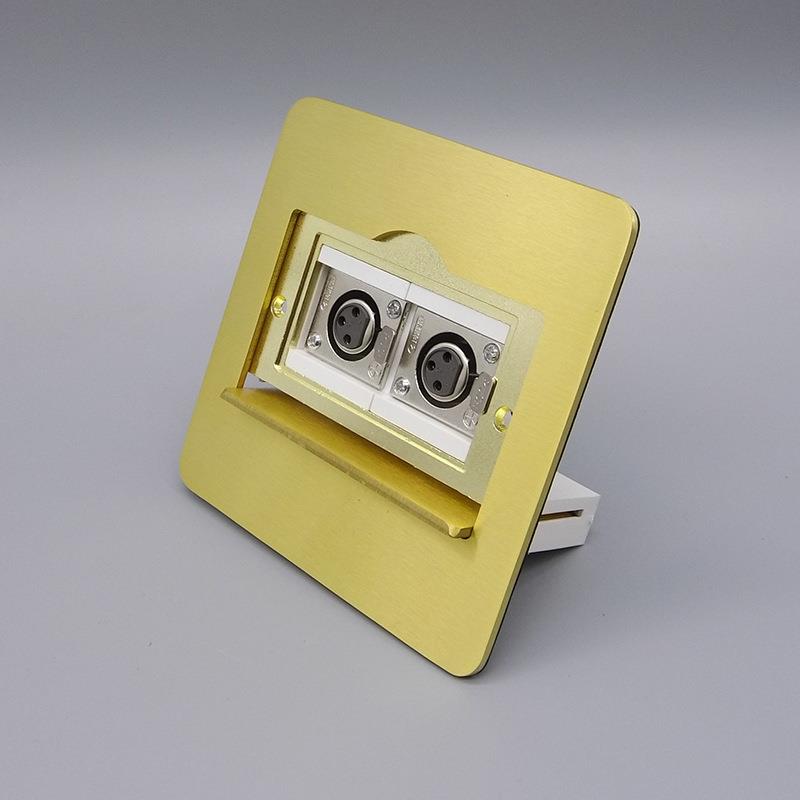 隐藏式个母卡侬地面插座二位大三芯母头卡农话筒全铜地插送底盒