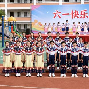 春节同款玉盘儿童合唱服表演服中小学生诗歌朗诵大合唱团体演出服