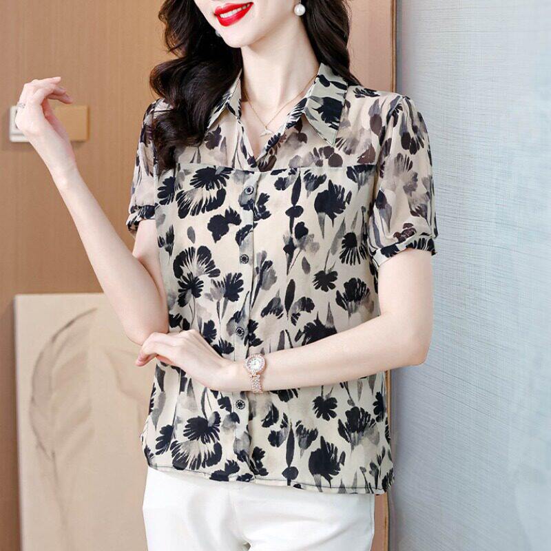 奥特莱斯清仓捡漏中年妈妈夏装翻衬衫