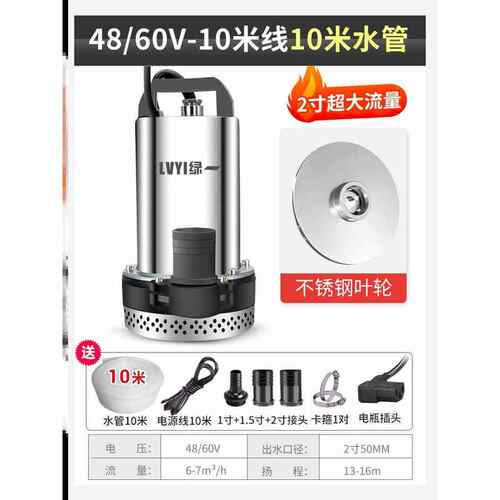 绿一农用48V直流潜水泵12V48V60V高扬程电动车家用抽水泵 水泵