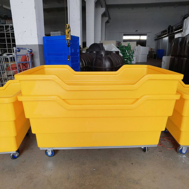 华社干湿洗涤布草车塑料新款500L手推清洁运输车耐撞滚塑异形