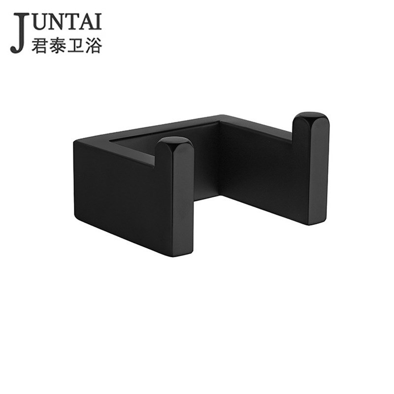 9009双衣钩方形衣帽钩厨房浴室门后挂钩黑色打孔/免打孔304不锈钢