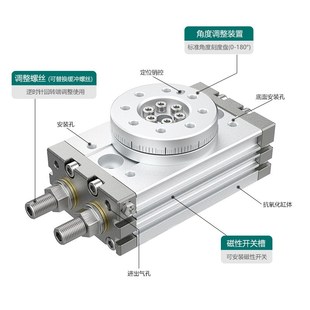 100 件180度可调摆台气缸 旋转气缸MSQB10 200A气动元