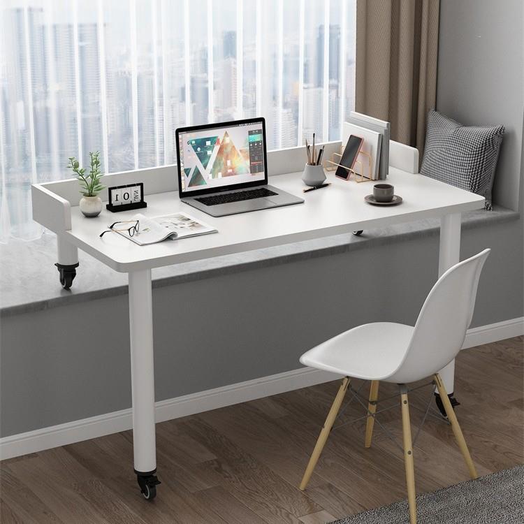 可移动飘窗书桌带挡板电脑台式桌子卧室窗台长短腿写字高低脚简约