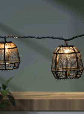 黑色棉线塑胶复古灯笼太阳能户外装饰LED户外花园庭院后院装饰灯