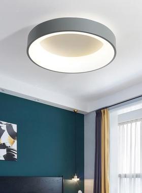 卧室灯北欧简约现代 圆形灰色led吸顶灯房间书房灯家用网红顶饰