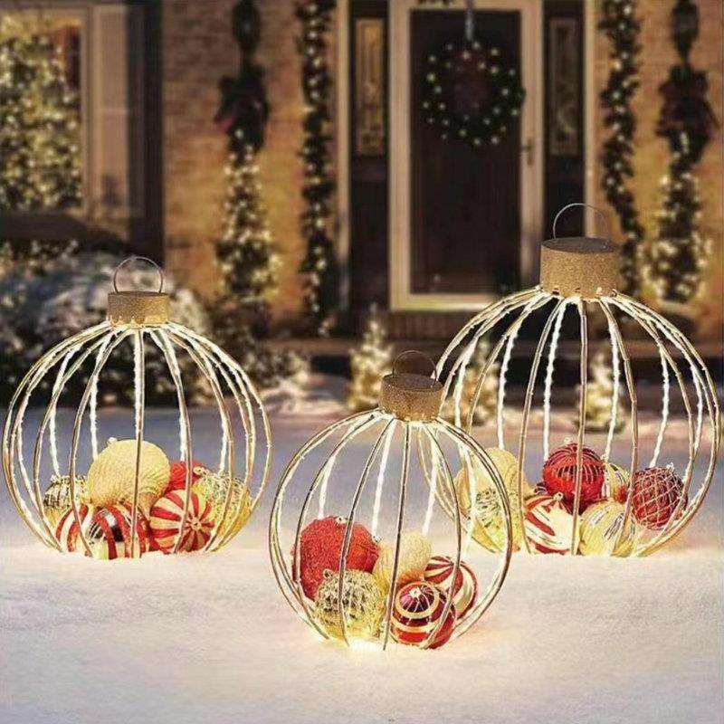 跨境圣诞节可折叠球灯LED发光圆球灯户外欧式景观灯球形灯庭院灯