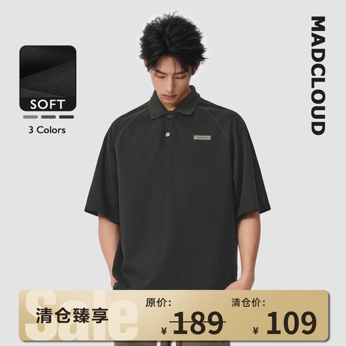 Madcloud翻领短袖polo衫男