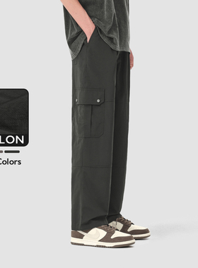 Madcloud夏季轻薄户外凉感冰丝透气美式休闲阔腿垂感薄款工装裤男