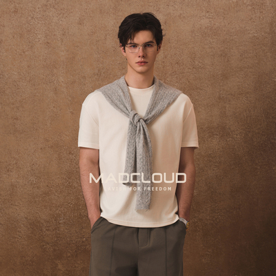 Madcloud正肩纯色修身短袖T恤男