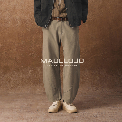 Madcloud美式休闲裤男廓形弯刀裤