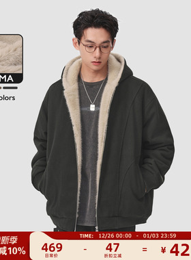 MAD官方 | 美拉德复古重磅加绒夹克冬季保暖棉服加厚连帽外套男