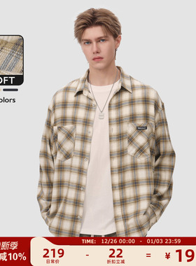 MAD官方 | 迈克罗德 美式复古春秋衬衣外套休闲磨毛格子衬衫男