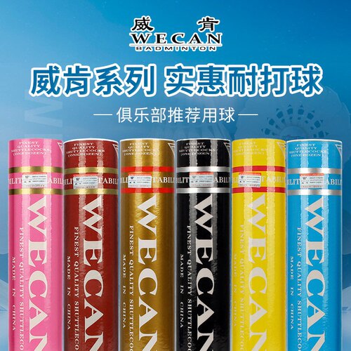 正品黑威肯/WECAN羽毛球耐打飞行稳定专业球馆训练比赛用球12只装
