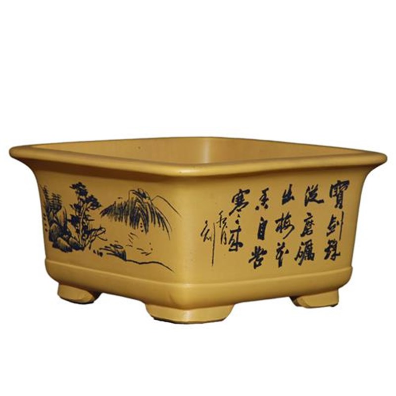 速发高档正方形花盆紫砂盆景w花盆室内造景M盆栽榕树老桩花卉四方