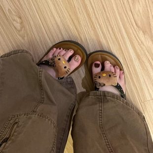 女外穿沙滩可爱凉拖防滑人字拖海边豹纹hello家居 室内夏kitty拖鞋