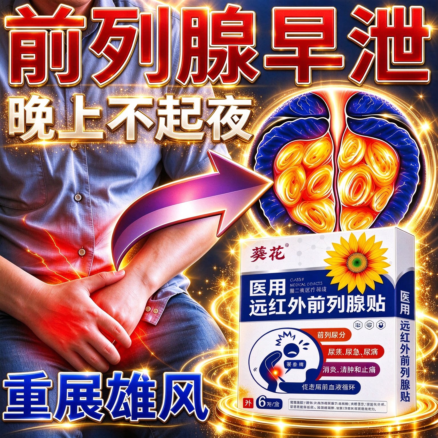 前列腺炎专用膏药贴急慢性男士早泄尿频尿急尿不尽钙化增生肥大贴