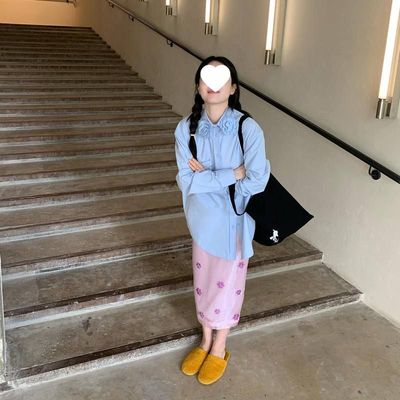 【现货】MS布鲁斯time手工玫瑰领衬衫蓝调时刻文艺女艺术家衬衣