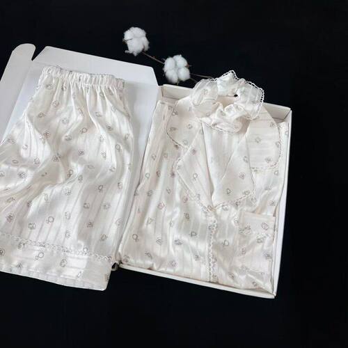 SN046【肌理奶K】2026夏新款卡通印花甜美花边休闲风短袖短裤家居