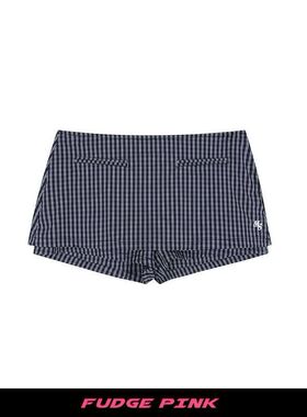Fudge Pink 25秋季New美式复古格纹设计宽松休闲短裤