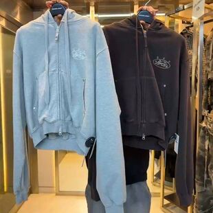 韩国badblood bcac系列美式复古连帽卫衣女小众设计感宽松上衣潮