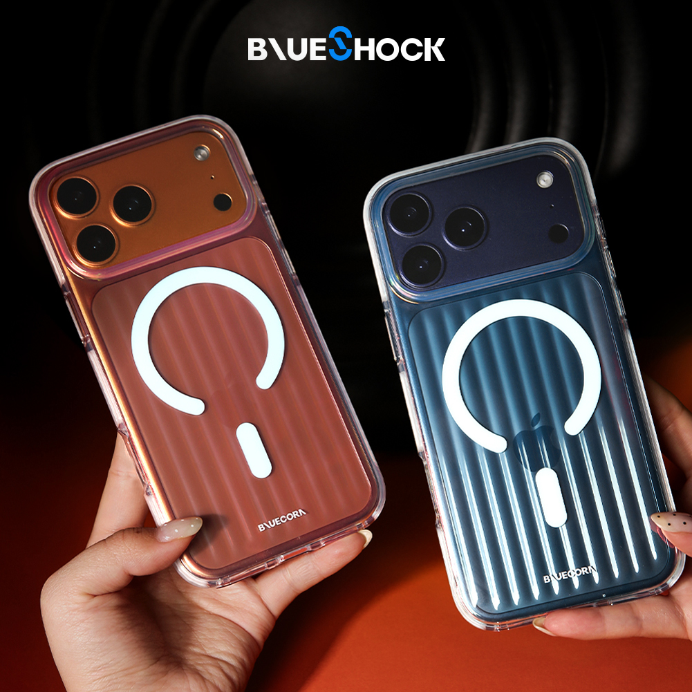 blueshock蓝色苞米旗下原创简约镭射炫彩行李箱适用于iPhone 17/16/15 PRO MAX 磁吸 magsafe全包防摔手机壳