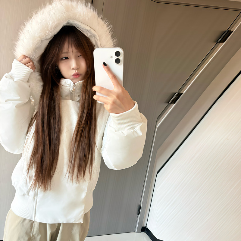 韩系设计感斜门襟2026冬季毛领派克服羽绒棉服女短款棉袄加厚外套