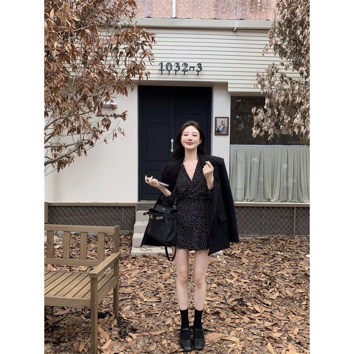 长袖短裙连衣裙字女a裙子