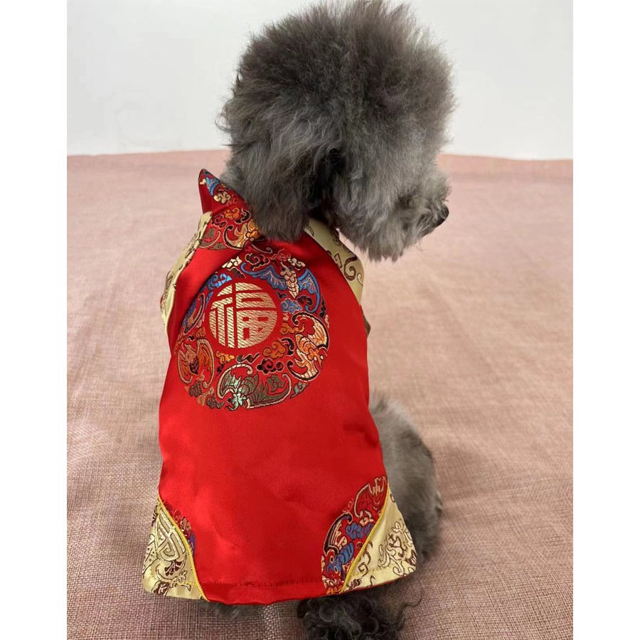 小狗狗唐装春夏秋宠物衣服泰迪比熊博美新年结婚礼服猫咪中式汉服