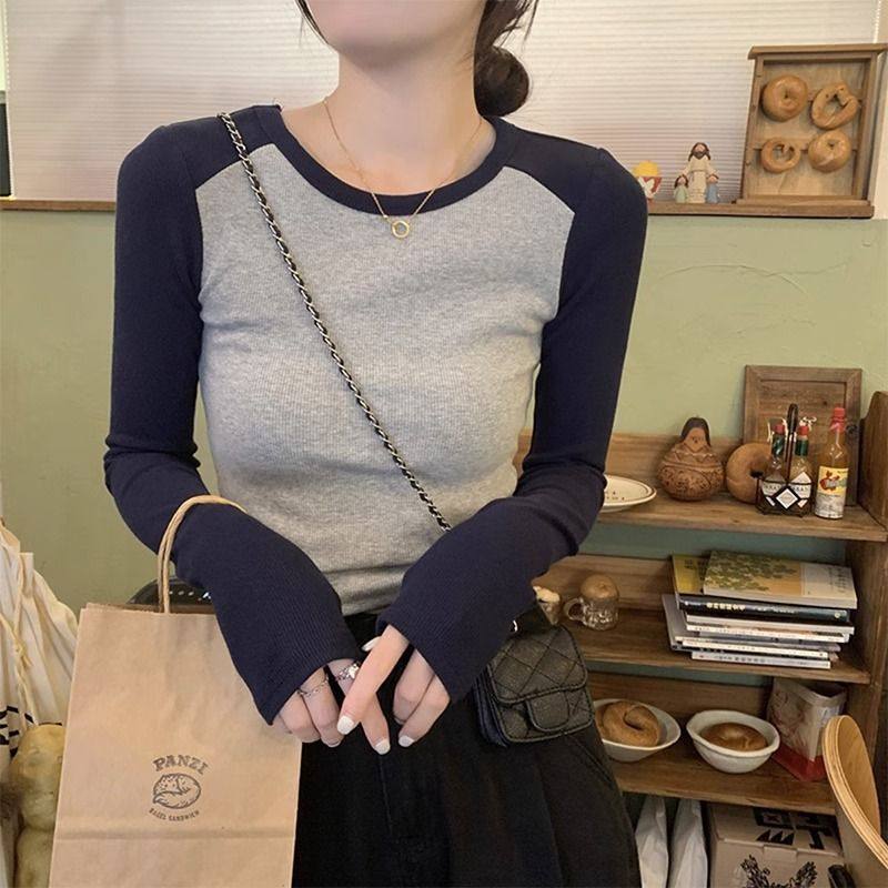 正肩长袖t恤女秋季新款内搭打底衫辣妹修身短款上衣螺纹甜辣风,女装/女士精品,大码内搭,淘宝优惠券,粉丝福利购,淘宝优惠卷