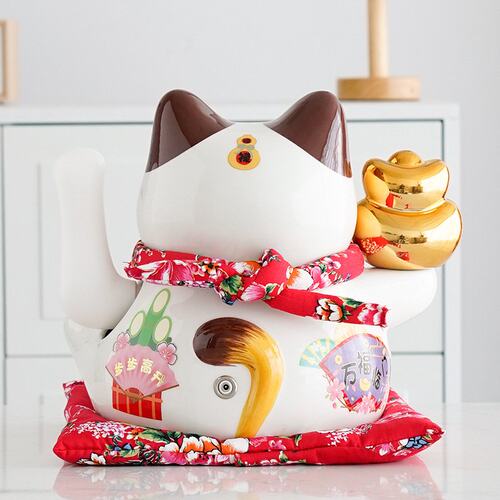 招财猫大号摆件店铺开业电动摇手大号日本陶瓷创意礼品收银台摆件