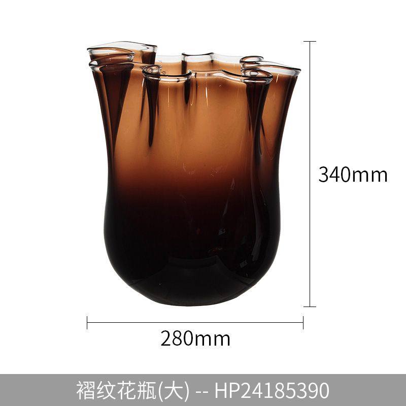 晶淳 美拉德色系手工水晶玻璃花瓶大口径中古风水培富贵竹装饰品,家居饰品,家饰软装搭配套装,淘宝优惠券,粉丝福利购,淘宝优惠卷