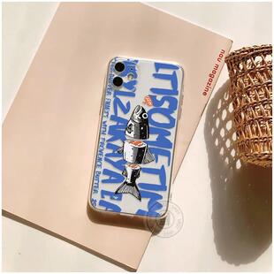 创意日系吃货鲷鱼罐头直边透明iphone手机壳苹果17promax小众16好看15荣耀oppo小米vivo华为p超火独特硅胶壳