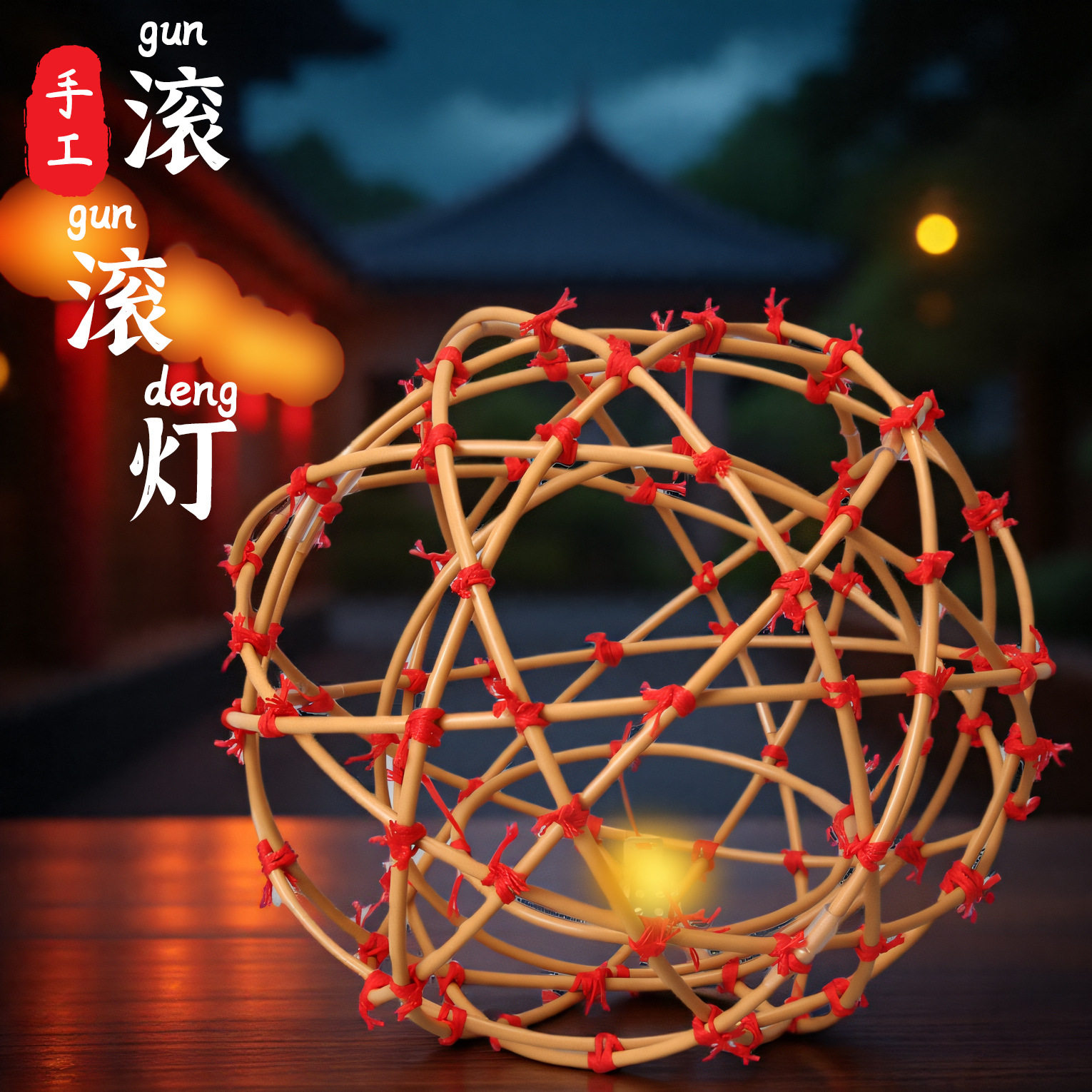 滚灯手工diy科技小制作灯笼传统文化创意古风国风仿真竹编花灯笼