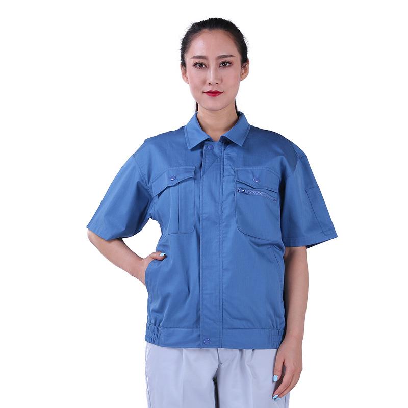 工装服夏季男女半袖车间工作服夏修车夹克logo工作服