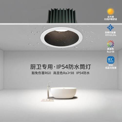 至御防水筒灯嵌入式天花灯卫生间湿区浴室厨房防潮防雾筒灯209