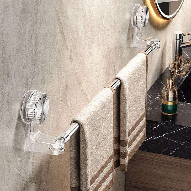 吸盘式毛巾杆可伸缩毛巾架免打孔置物架家用不锈钢收纳卫生间壁挂