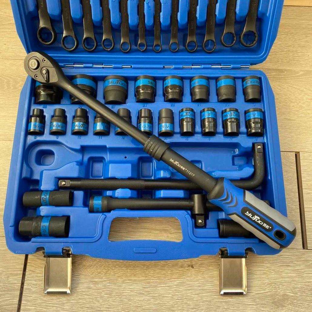 38件气动伸缩棘轮扳手套装三用款汽修修理机修维修工具组套