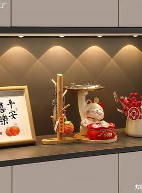 玄关钥匙收纳猫摆件家居旺宅客厅入户鞋柜装饰品乔迁新居礼品