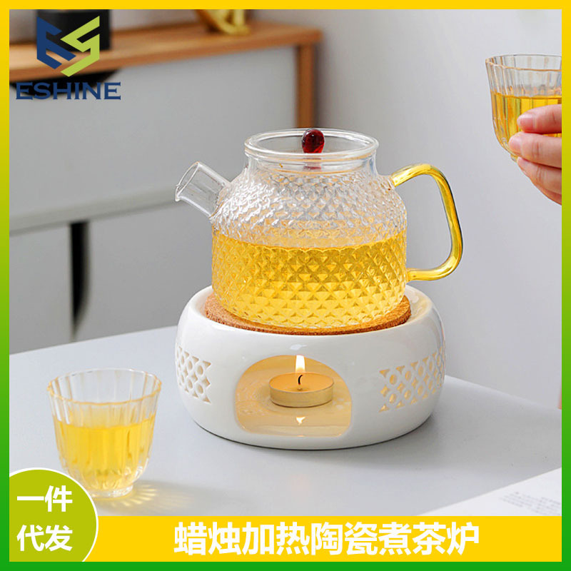 温茶炉蜡烛餐厅酒店家用陶瓷底座中式保温加热玻璃水果花茶壶礼品