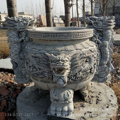 厂家供应石雕香炉 青石烧香炉 寺庙祠堂进香石鼎焚香祭祀用品摆件
