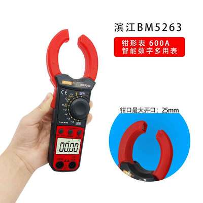 直流钳形表钳形电子表滨江BM5263交流电流多用钳表电容钳流表温度